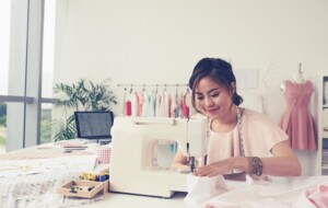 Woman sewing
